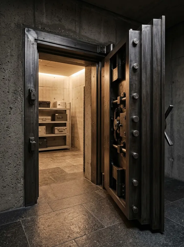 Porta di un caveau aperta
